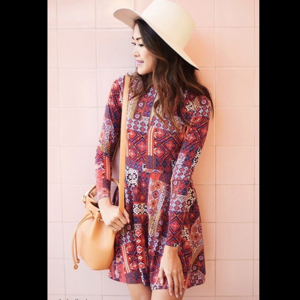 Ornate Print Swing Dress